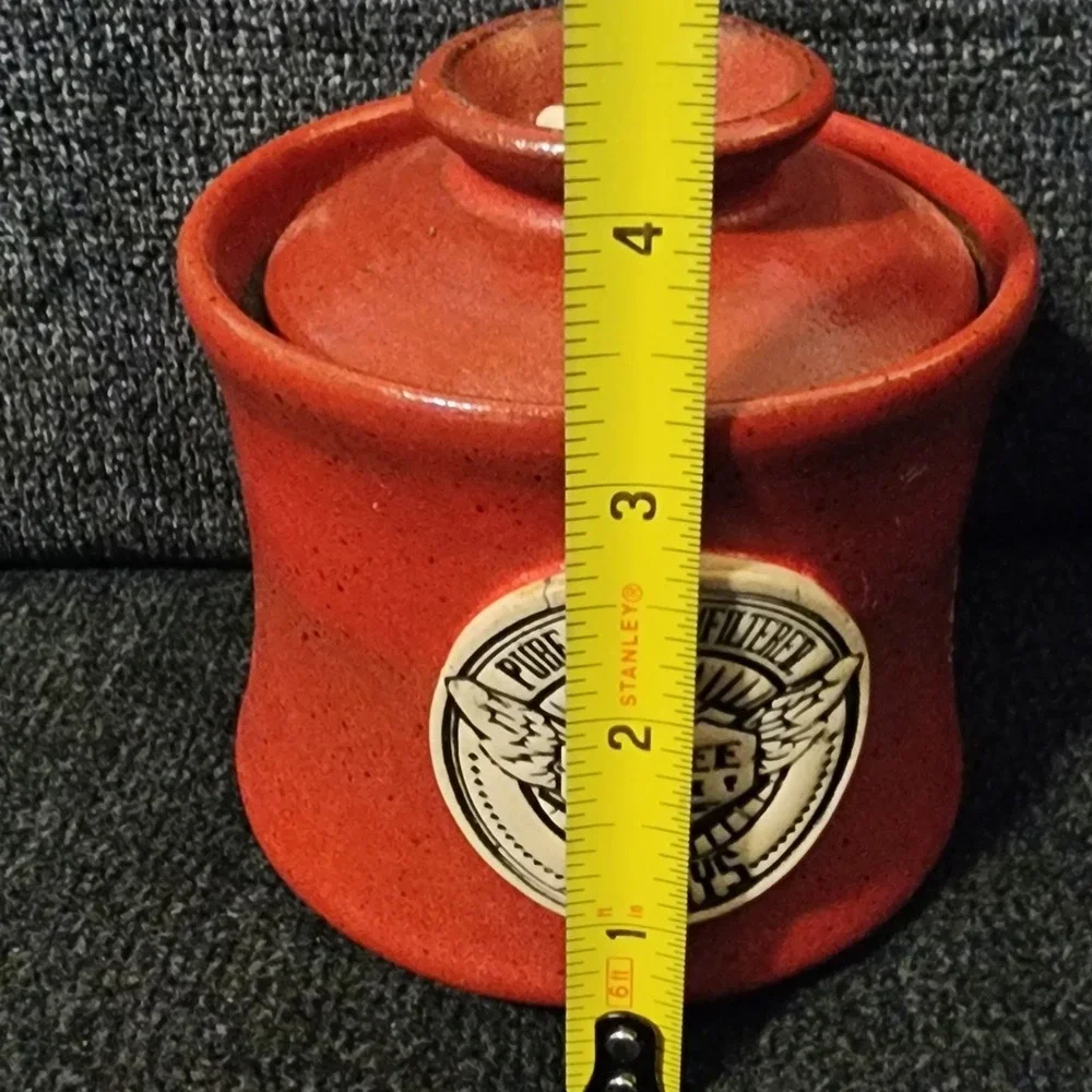 Higbee‎ Honey Red Glazed Butter Crock. Bees. Pottery. Signed